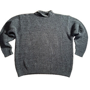 St Micheal From Mark & Spenser Mock Neck Silk Cotton Blend Relaxed Sweater Green